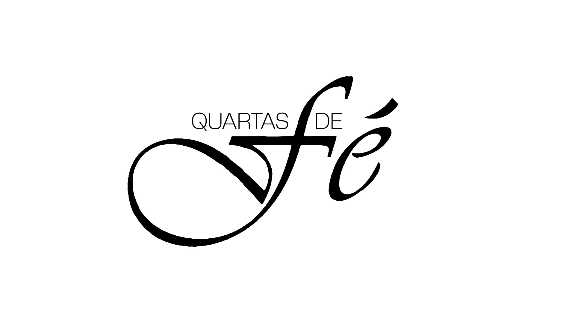 Versão monocromática do logo Quartas de Fé, com lettering preto sobre fundo branco.